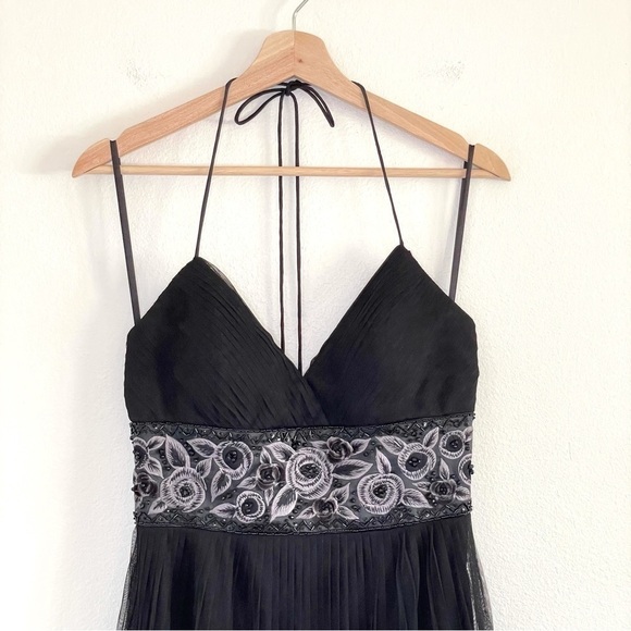 Sue Wong Nocturne Vintage 90s Embroidered Bead Detail Fairy Goth Halter Dress 6 - Picture 3 of 16